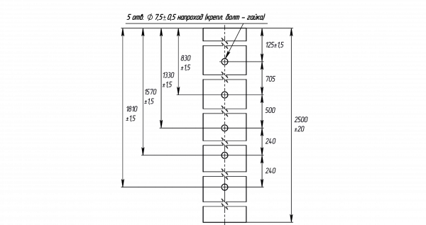 3 Столб с заглушкой 62*55*1,4 (5 отверстий) цинк
